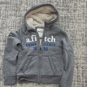Abercrombie Kids Gray Hoodie with Blue and White Embroidery